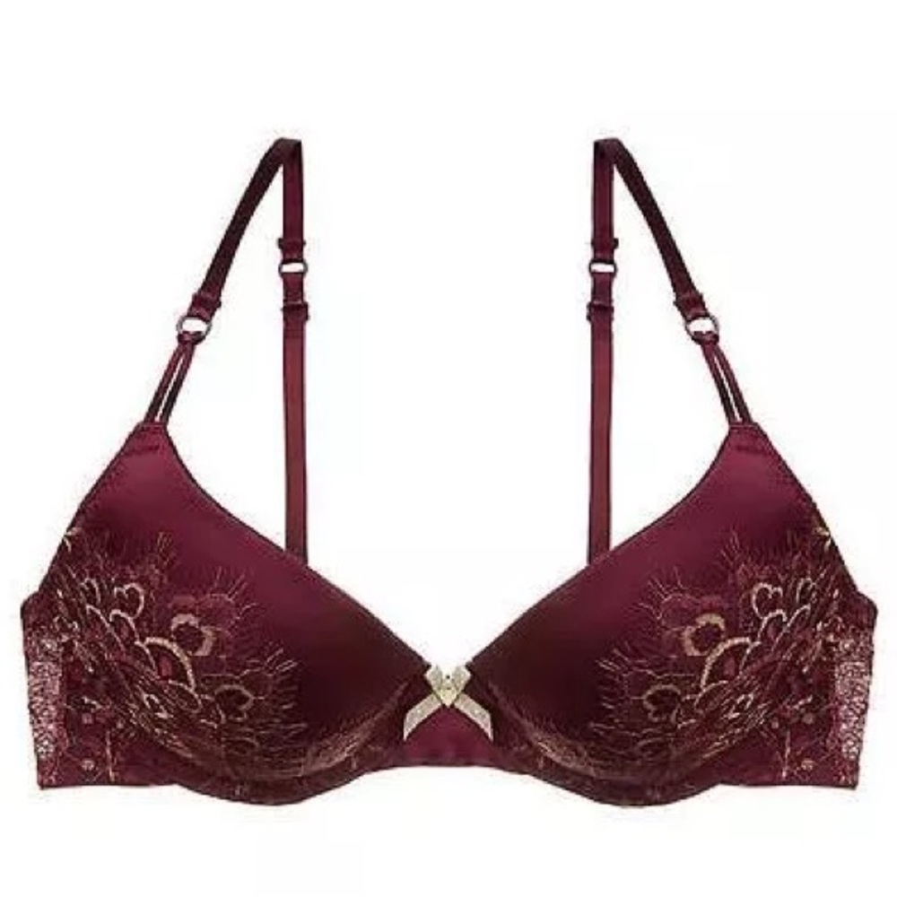 NWOT Silk Contour Plunge Bra, Golden Talisman, Elle MacPherson Intimates | 32C